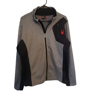 Spyder‎ Jacket Full Zip Softshell Lightweight Gray Black Mens Size